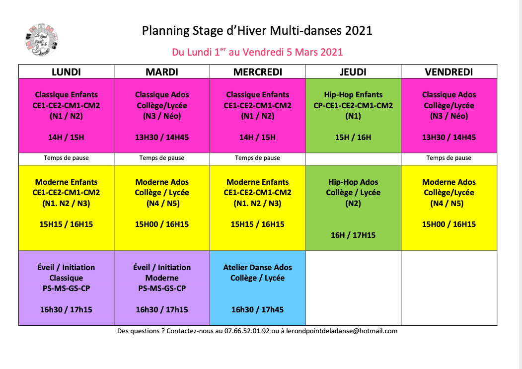 Planning Stage d’Hiver 2021